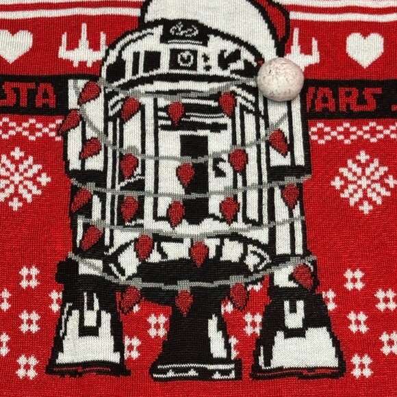 Star Wars R2-D2 Christmas Sweater Red Acrylic Large - Picture 2 of 13